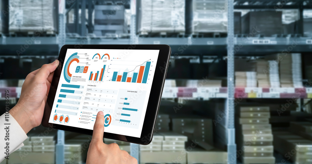 Fototapeta premium Business data dashboard provide business intelligence analytic for marketing strategy planning snugly with big data set to analyze customer demands and foreseeing business future