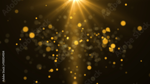 Abstract Background of Gold Particles with Shining Stars