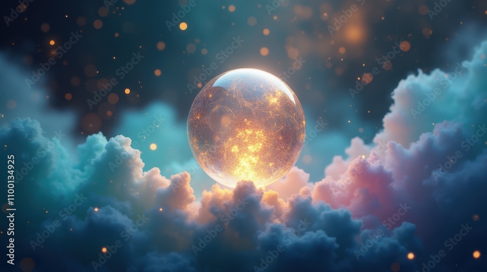 Fototapeta premium Glowing Crystal Sphere Abstract Background