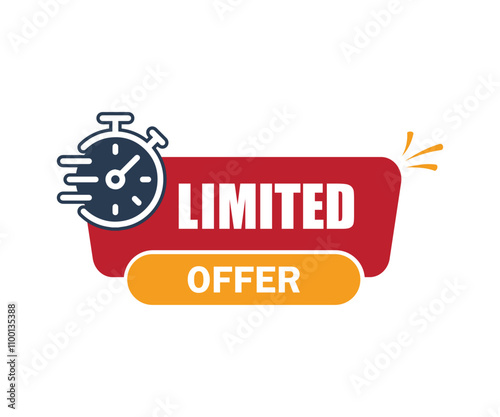 Limited time offer vector design in red and black with stop watch