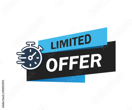 Limited time offer vector design in red and black with stop watch