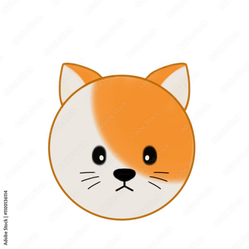 Obraz premium A head of cute orange cat illustration png transparent for sticker or any printing ideas