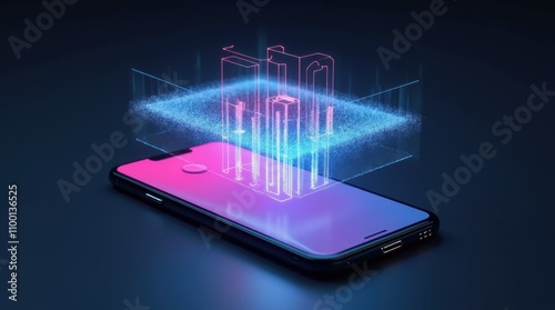 Wallpaper Mural Futuristic 3D Smartphone with Glowing Holographic Screen Torontodigital.ca