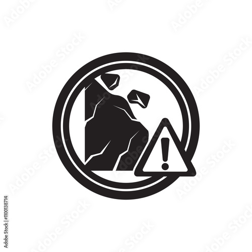 landslide prone road sign. road traffic sign symbol icon logo illustration