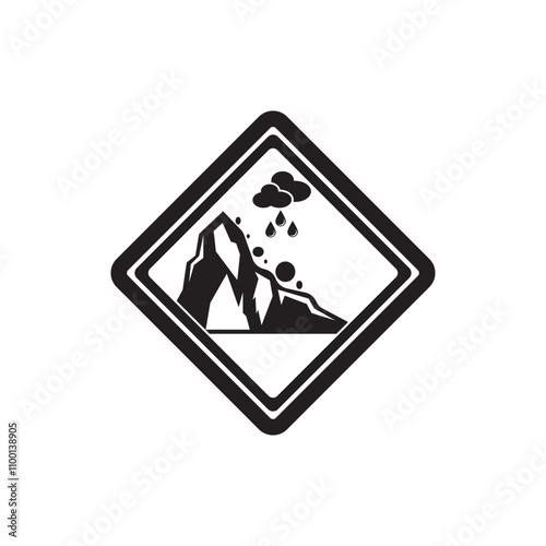 landslide prone road sign. road traffic sign symbol icon logo illustration