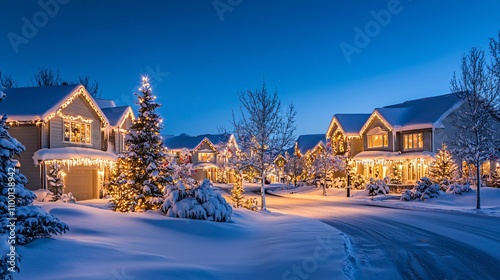 Glowing Christmas Homes in Winter Wonderland