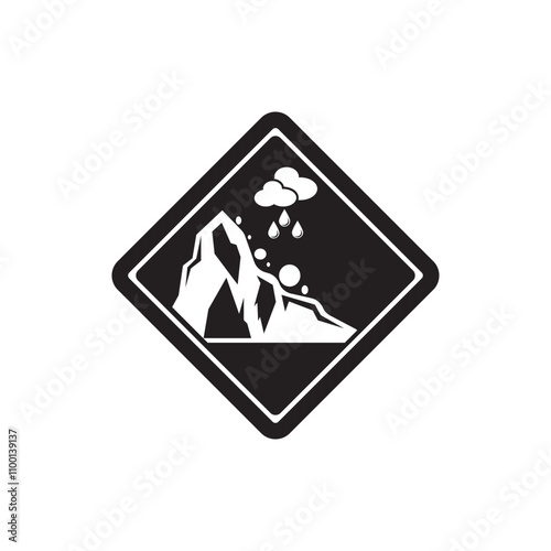 landslide prone road sign. road traffic sign symbol icon logo illustration