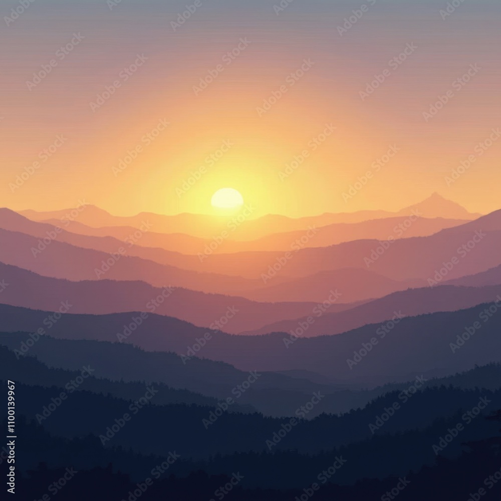 Obraz premium Tranquil Sunset over Rolling Hills
