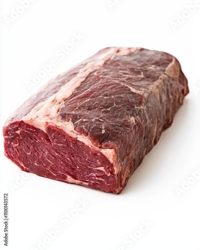 Raw beef brisket whole on white background