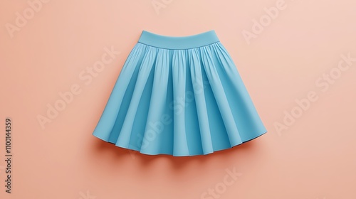 Eye-catching aquamarine blue short skirt womena??s mockup on peach background photo