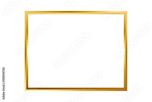 Gold picture frame isolated on white PNG
