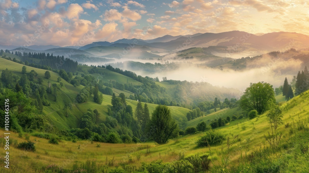Obraz premium Misty Mountain Landscape