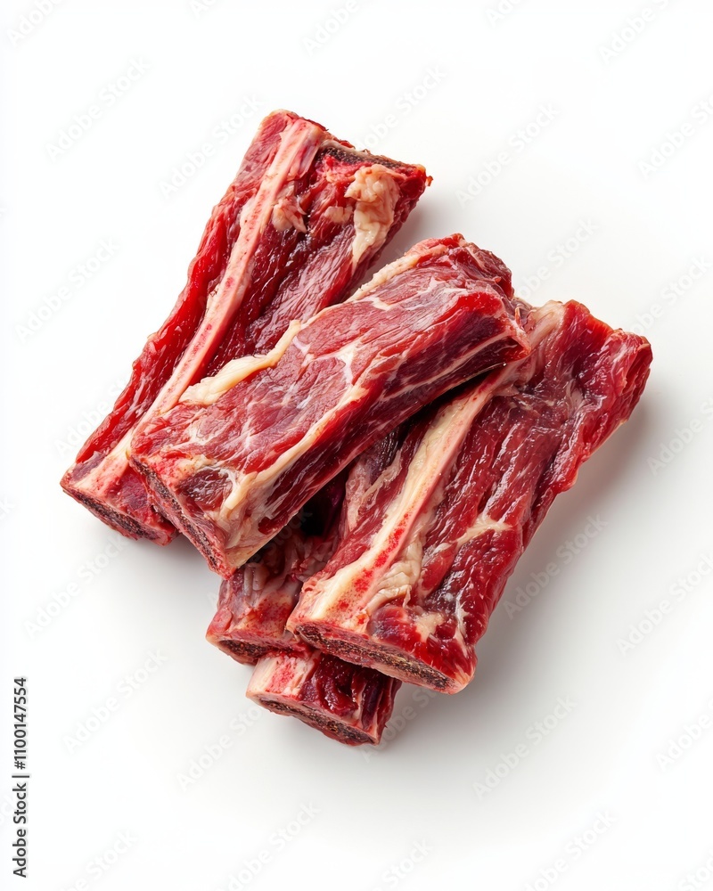 Fototapeta premium Raw beef ribs on white background