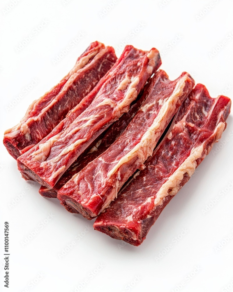 Obraz premium Raw beef ribs on white background