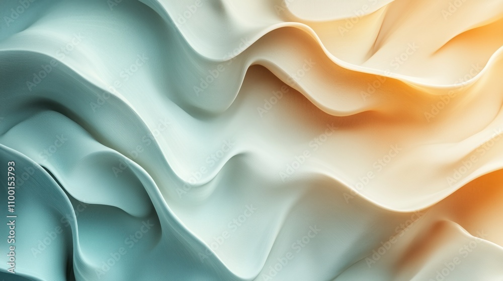 Turquoise to pastel orange satin texture with elegant waves, ideal for backgrounds and textures Turquoise to pastel orange satin texture with elegant waves, ideal for backgrounds and textures
