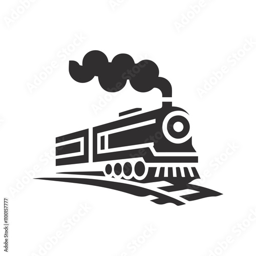 Simple vintage old locomotive train logo design template
 photo