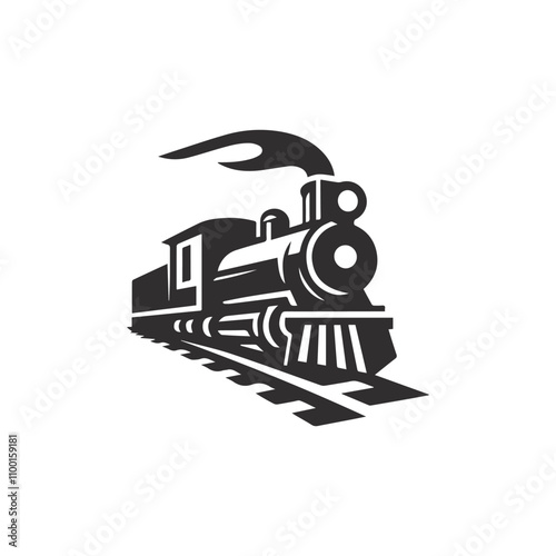 Simple vintage old locomotive train logo design template
 photo