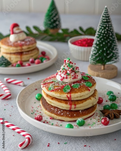 Wallpaper Mural Festive holiday pancakes decorated with sprinkles and candy Torontodigital.ca