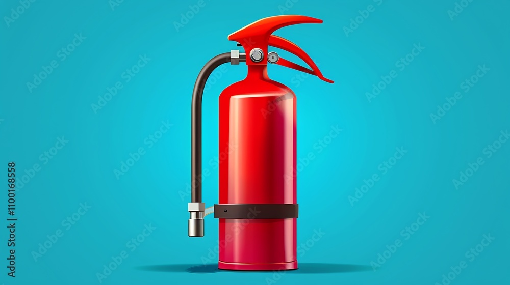 Obraz premium A red fire extinguisher designed for safety and emergency use, featuring a nozzle and handle for operation.
