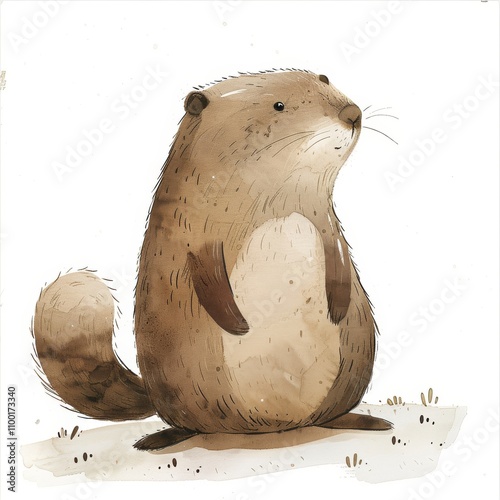 A charming illustration of a standing otter, showcasing its playful and curious nature in a whimsical style.