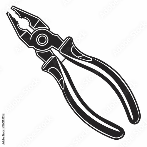 Needle-nose pliers silhouette vector illustration,Pliers silhouette vector illustration,pliers vector silhouette black illustration a gripping tool on white background.