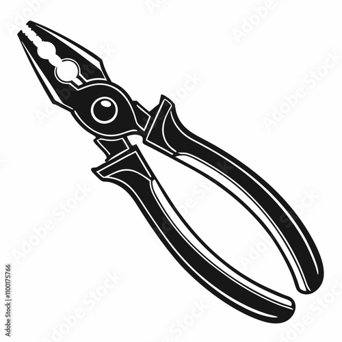 Needle-nose pliers silhouette vector illustration,Pliers silhouette vector illustration,pliers vector silhouette black illustration a gripping tool on white background.