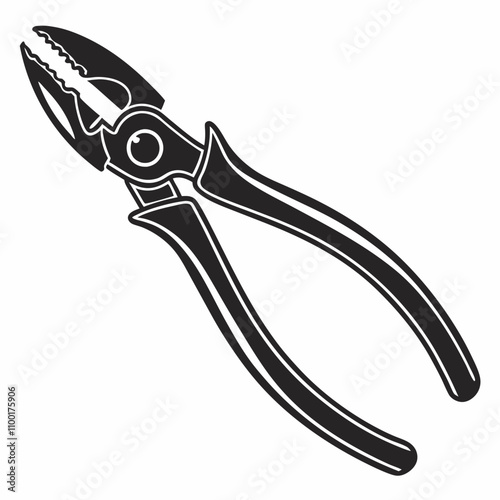 Needle-nose pliers silhouette vector illustration,Pliers silhouette vector illustration,pliers vector silhouette black illustration a gripping tool on white background.