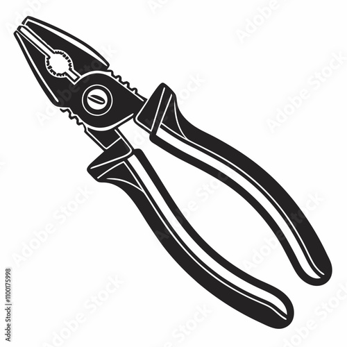 Needle-nose pliers silhouette vector illustration,Pliers silhouette vector illustration,pliers vector silhouette black illustration a gripping tool on white background.