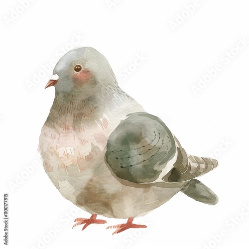 A beautifully illustrated pigeon showcasing soft colors and delicate details, perfect for nature and animal-themed designs. photo