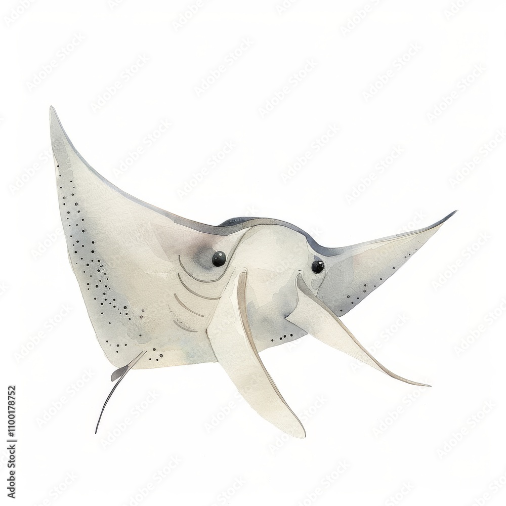 Fototapeta premium A beautifully illustrated creature showcasing the unique features of a stingray, perfect for aquatic-themed designs.