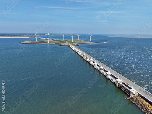 Wallpaper Mural Aerial from deltaworks Neeltje Jans with the Easter Scheldt flood barrier in Zeeland the Netherlands Torontodigital.ca