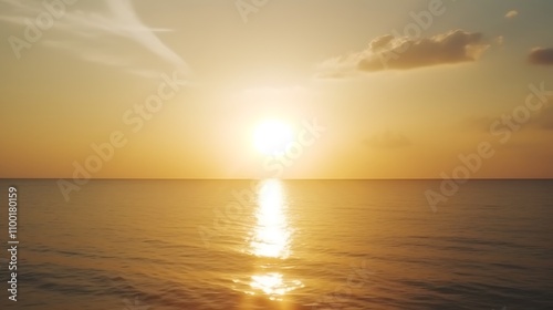 Golden Sunset Over Calm Ocean Waters