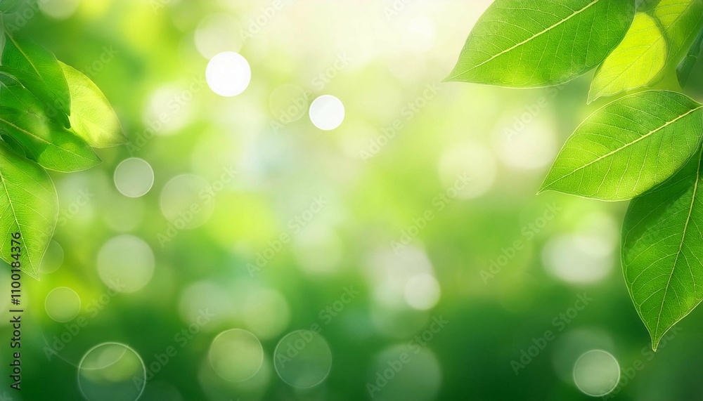 Obraz premium abstract blurred light bokeh nature background of green leaves