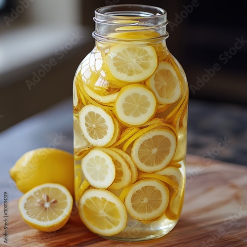 Slice fresh ginger and lemon into water for a warming, anti-inflammatory drink that soothes digestion and supports immunity. photo