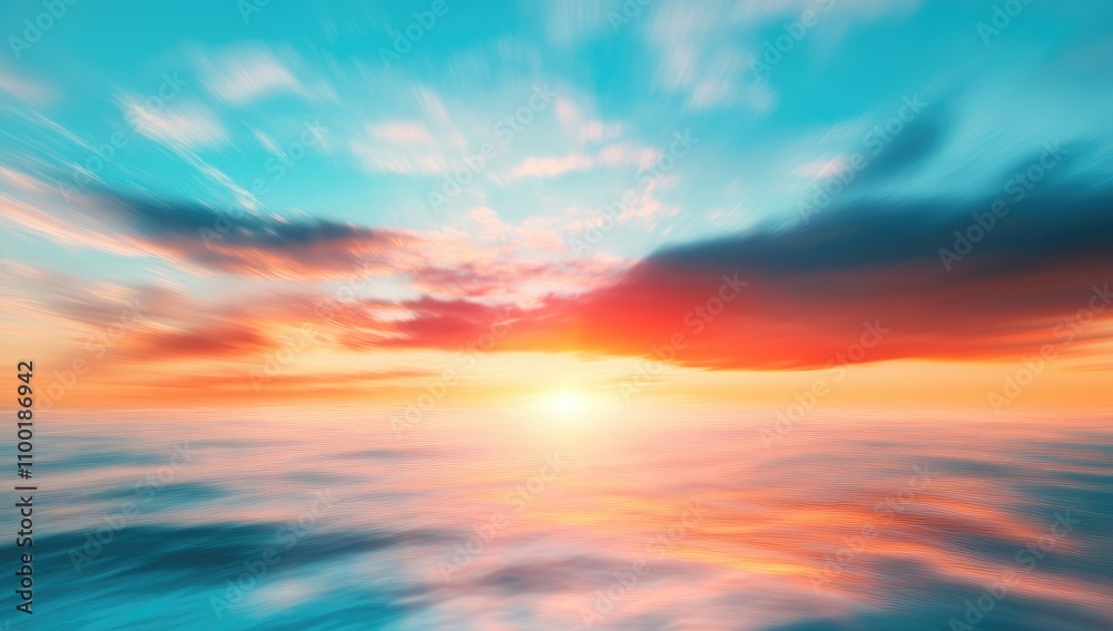 Fototapeta premium Sunrise or Sunset Sky with Soft Sun Rays, Abstract Blue Background for Nature-Inspired Greeting Cards