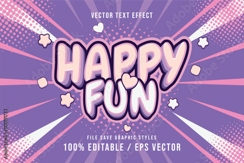 Premium vector template text effect, re-editable, comic background purple.