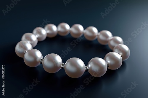 A pearl bracelet with a silver band photo