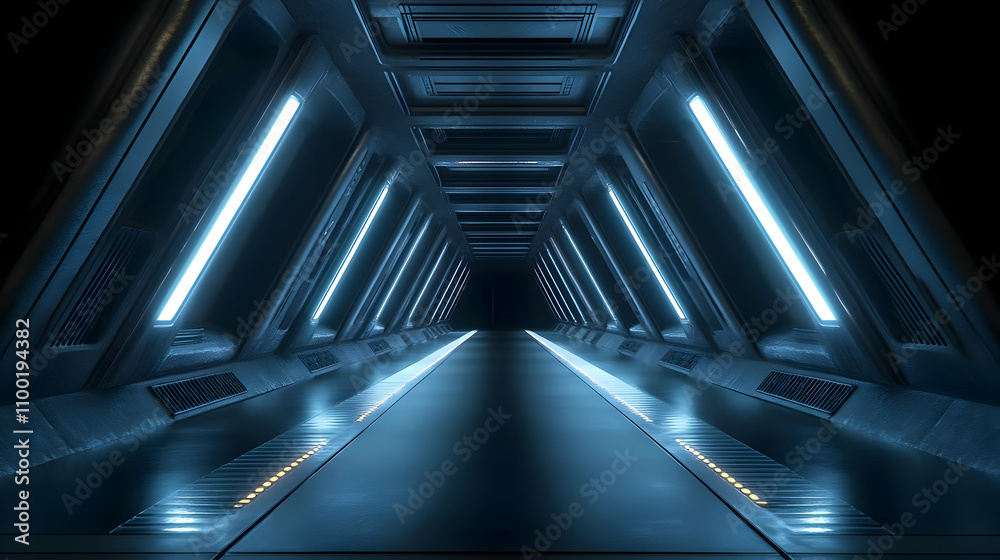Obraz premium Futuristic 3D Corridor Illustration