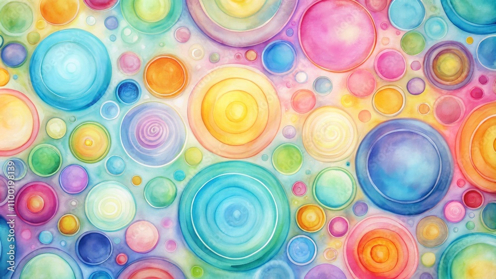 Fototapeta premium Watercolor Abstract Circles - Vibrant Hues and Circular Patterns, watercolor, abstract, circles, art