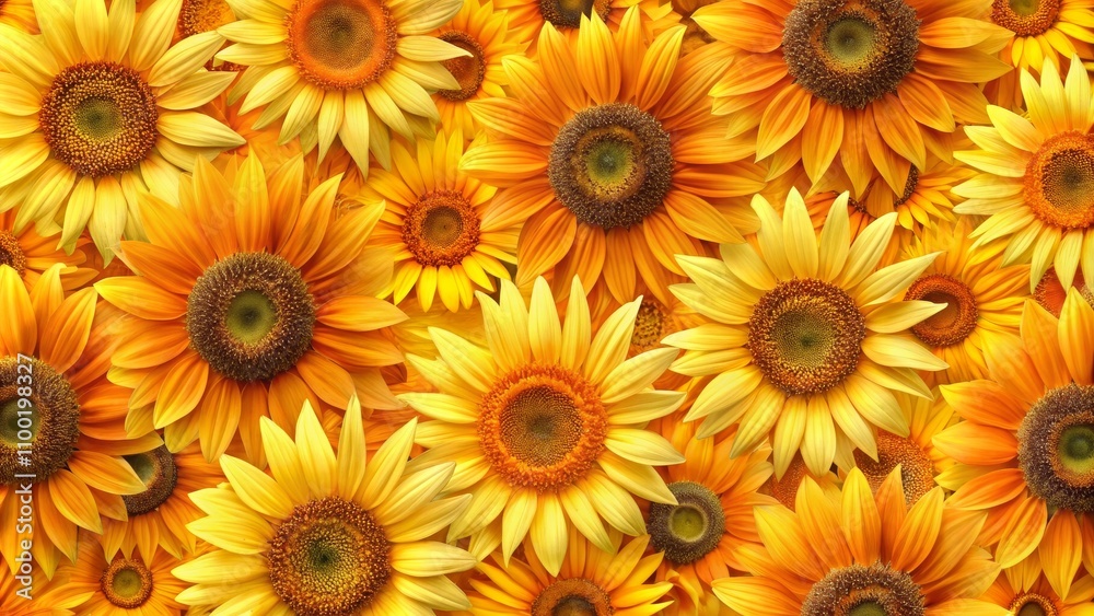 Obraz premium Sunflowers Close-Up Golden Petals, Vibrant Colors, Nature's Beauty , sunflower , flower , yellow , petals