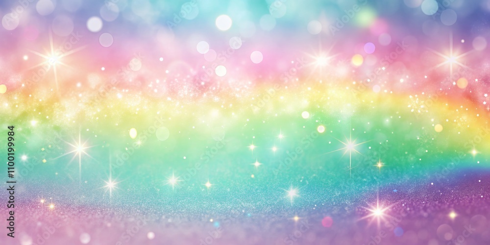 Fototapeta premium Dreamy Pastel Glitter Background with Stars and Bokeh, glitter, bokeh, pastel, stars, background