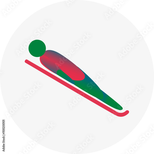 Luge competition icon. Colorful sport sign.  