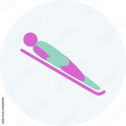 Luge competition icon. Colorful sport sign.  