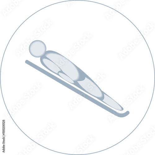 Luge competition icon. Outline stroke