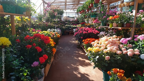 A Colorful Array of Flowers in a Greenhouse