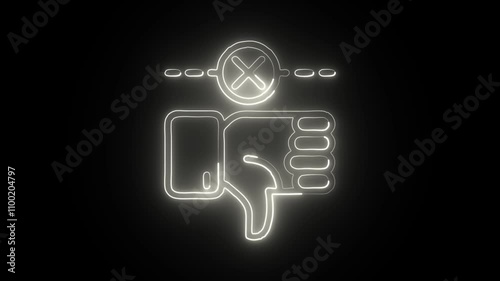 glowing neon disaster icon isolated on black background. HD video motion graphic animation