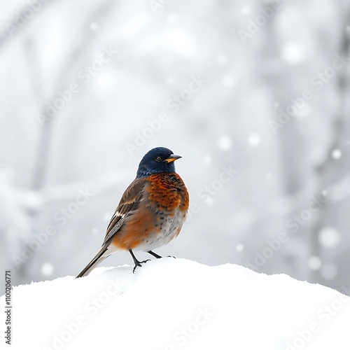 Winter Bird on Snow