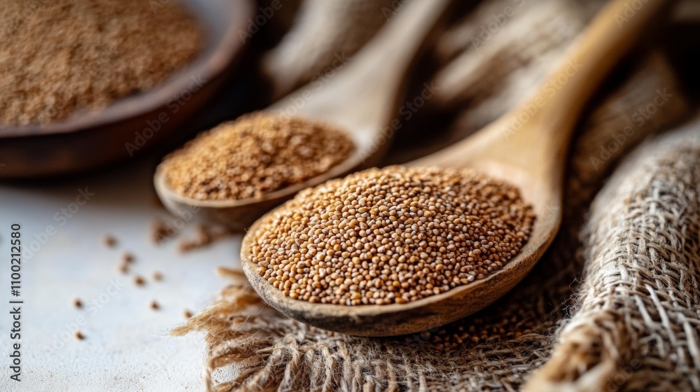 Isolated Teff Grains on White Surface Isolated Teff Grains on White Surface