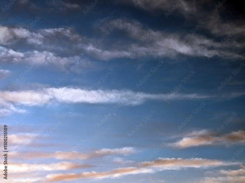 Obraz premium Cloudscape Fluffy White Clouds and Blue Sky Brooding for Background
