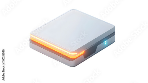realistic 3D rendering of a parcel tracking device with a glowing screen, isolated on a white background photo